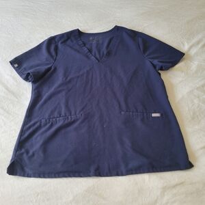 Figs Casma 3 Pocket Scrub Top Womens Size XL Navy Blue Medical Dental Nurse